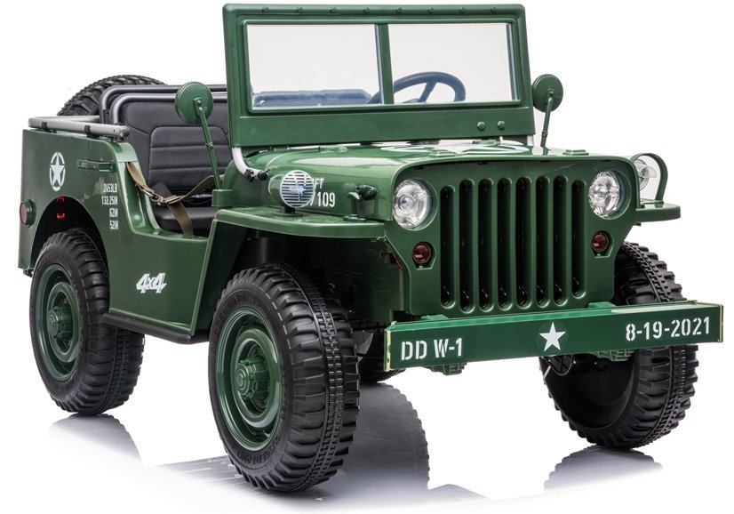 Für 3 Kinder Elektro-Kinderauto ARMY Jeep 4x4 - Kinderfahrzeug 3 Sitzer