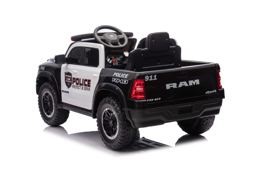 Elektrofahrzeug für Kinder, Kinderfahrzeug Polizei Dodge RAM 1500 RHO, Elektroauto Polizeiauto Allrad