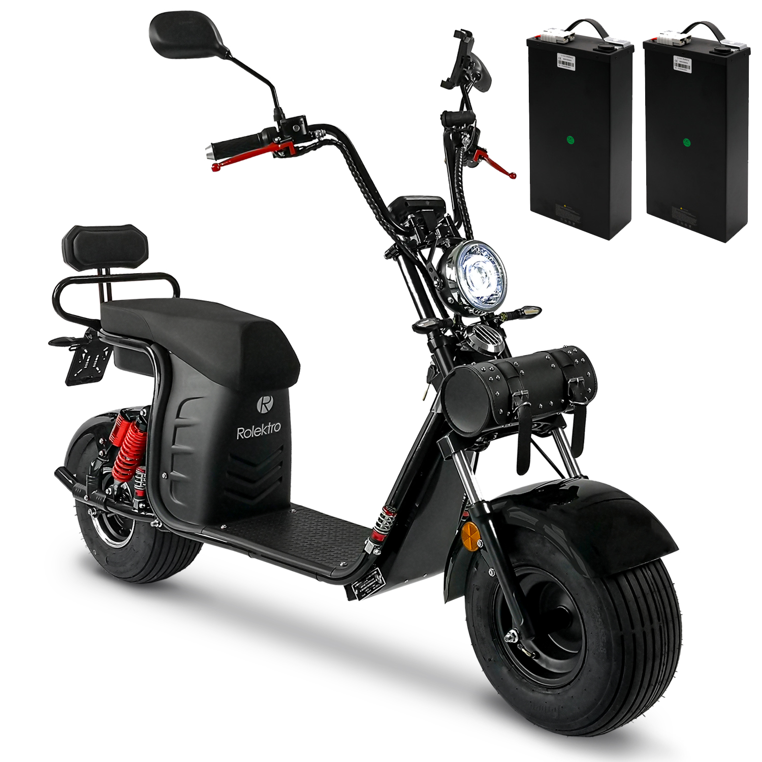 Rolektro E-Chopper, E-Cruiser 45 Lithium, Schwarz, Elektro-Chopper 1500 Watt, Elektro-Roller