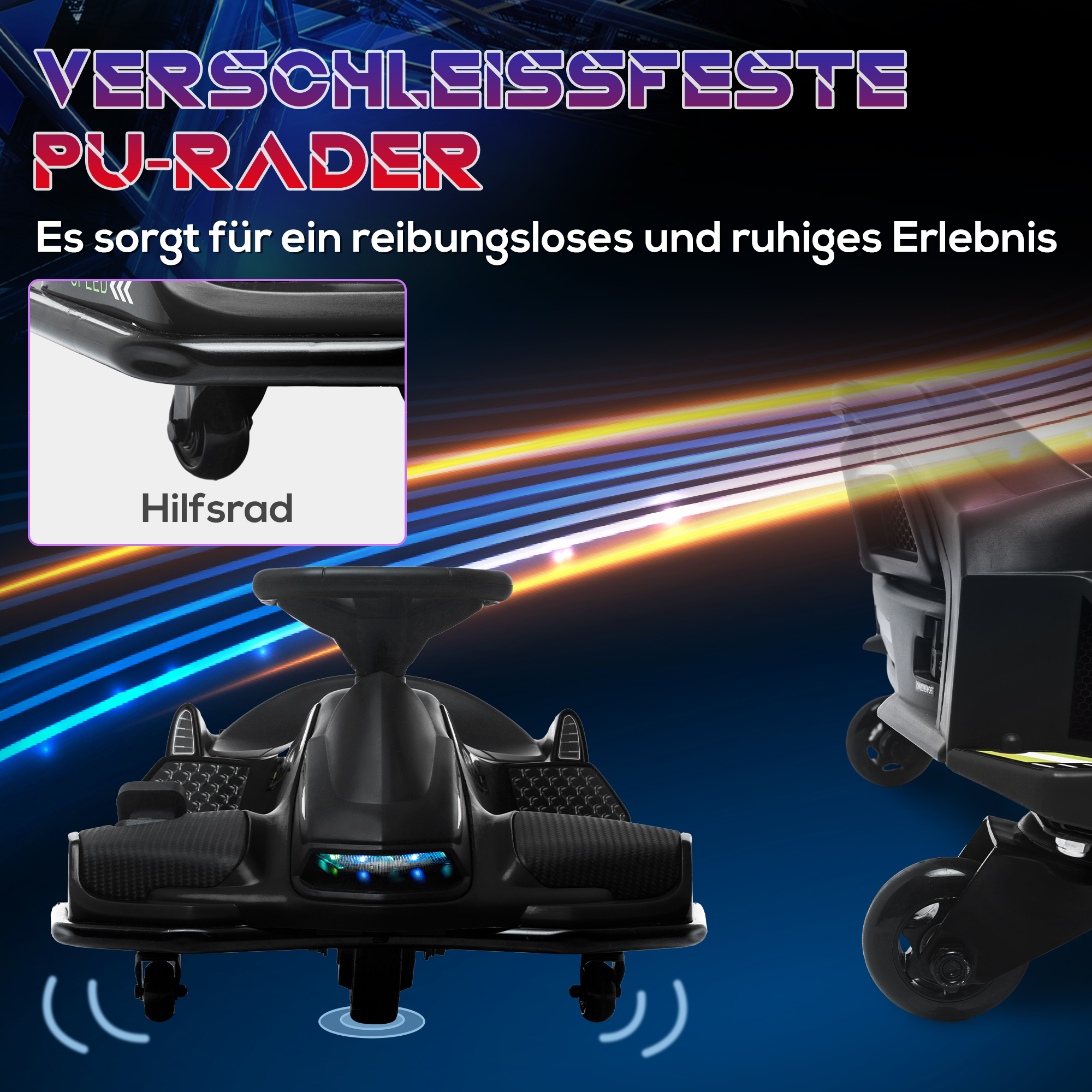 HOMCOM Elektrisches Go-Kart mit Gummiräder bis 8 km/h, Elektro-Gokart