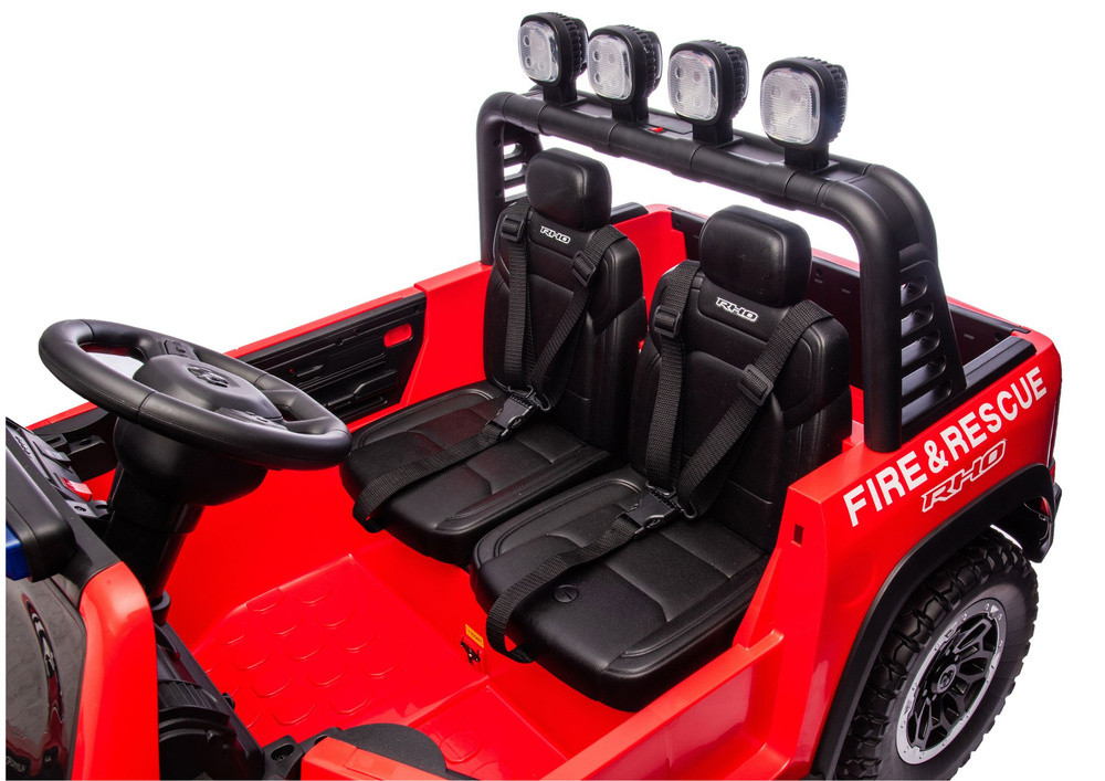 Kinder Elektrofahrzeug Fire Rescue, Kinderfahrzeug Feuerwehr RAM ZB629-F, 2-Sitzer Feuerwehrauto Allrad 4x100 Watt