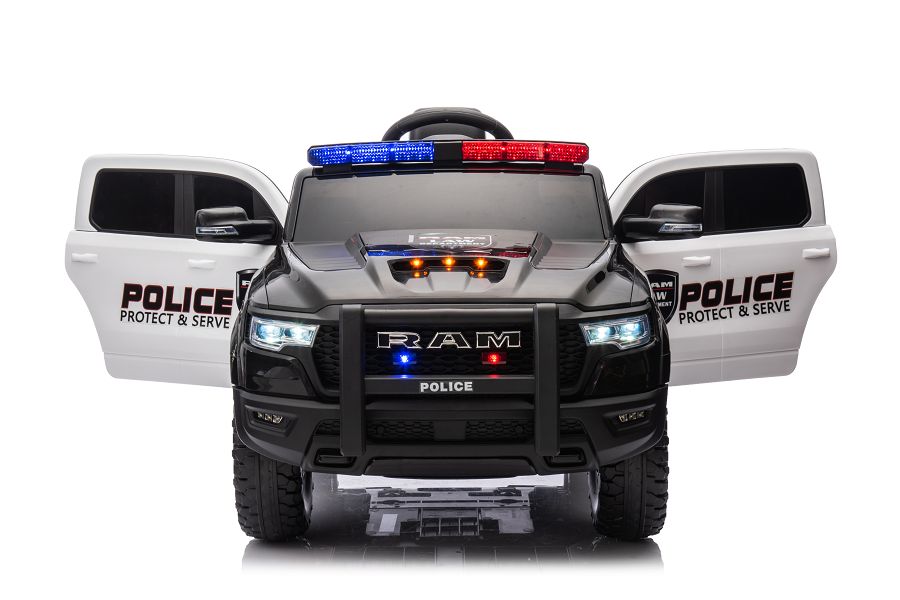 Elektrofahrzeug für Kinder, Kinderfahrzeug Polizei Dodge RAM 1500 RHO, Elektroauto Polizeiauto Allrad