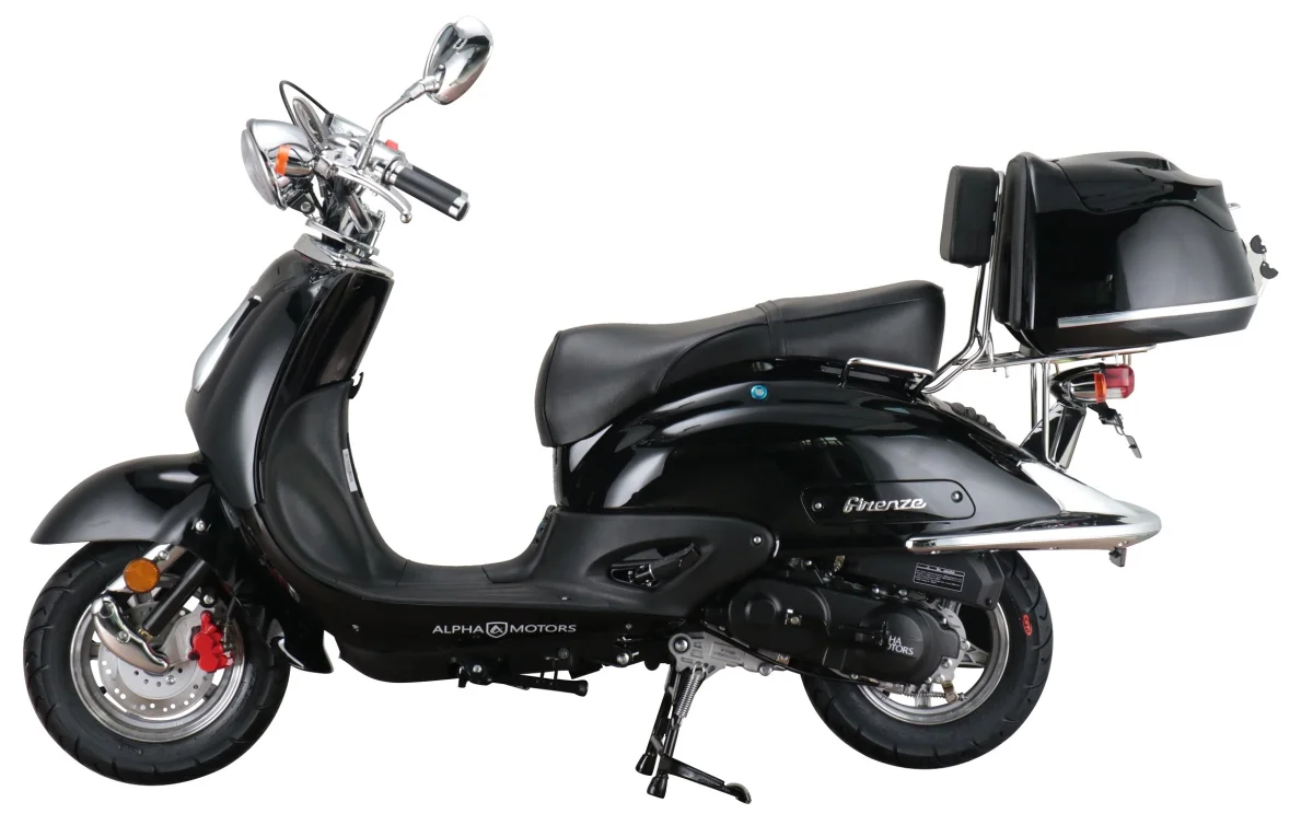 Motorroller Retro Firenze 125 ccm, 85 km/h, Benzin Retroroller mit Topcase EURO 5