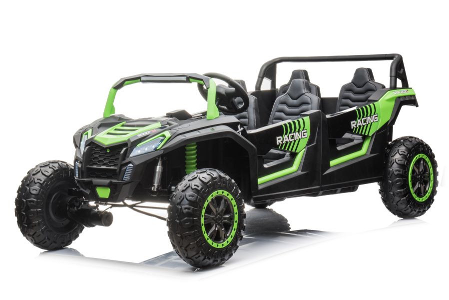 SUPER BIG XXL Elektrokinderauto 4-Sitzer 11 km/h, Kinderbuggy mit 4 Plätzen, 2x2-Sitzer Elektro Kinderfahrzeug, Elektro-Buggy für 4 Kinder