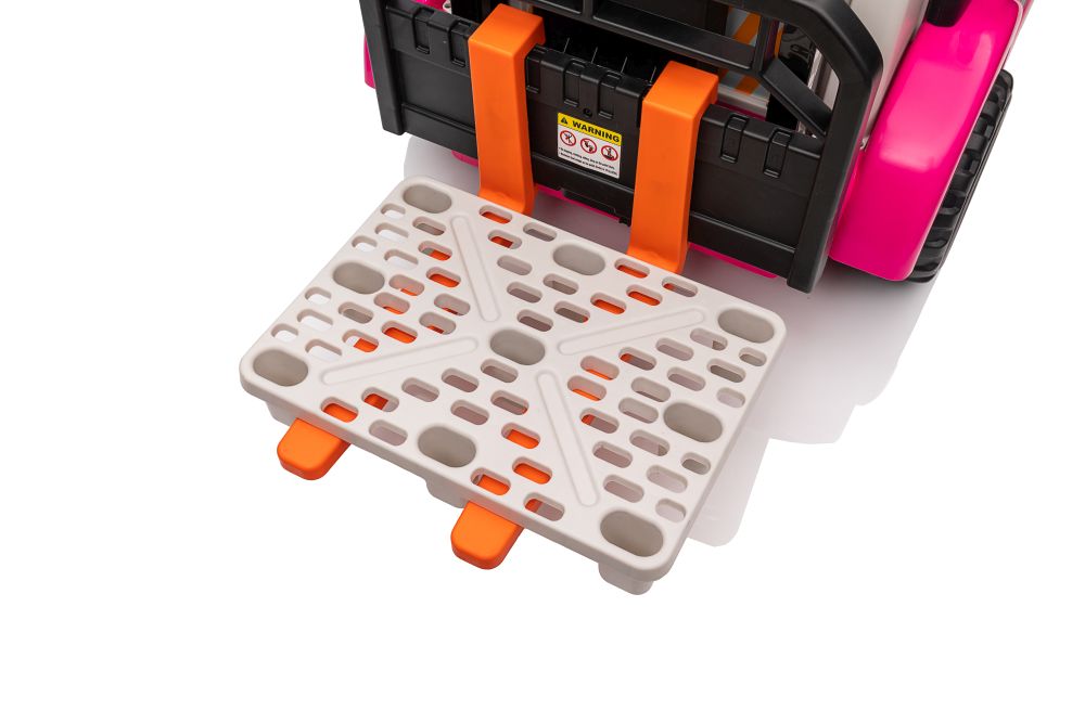 Elektro Gabelstapler mit Dach - XMX638 Einsatzfahrzeug für Kinder, Elektro Stapler 2x45 Watt, Kindergebelstapler