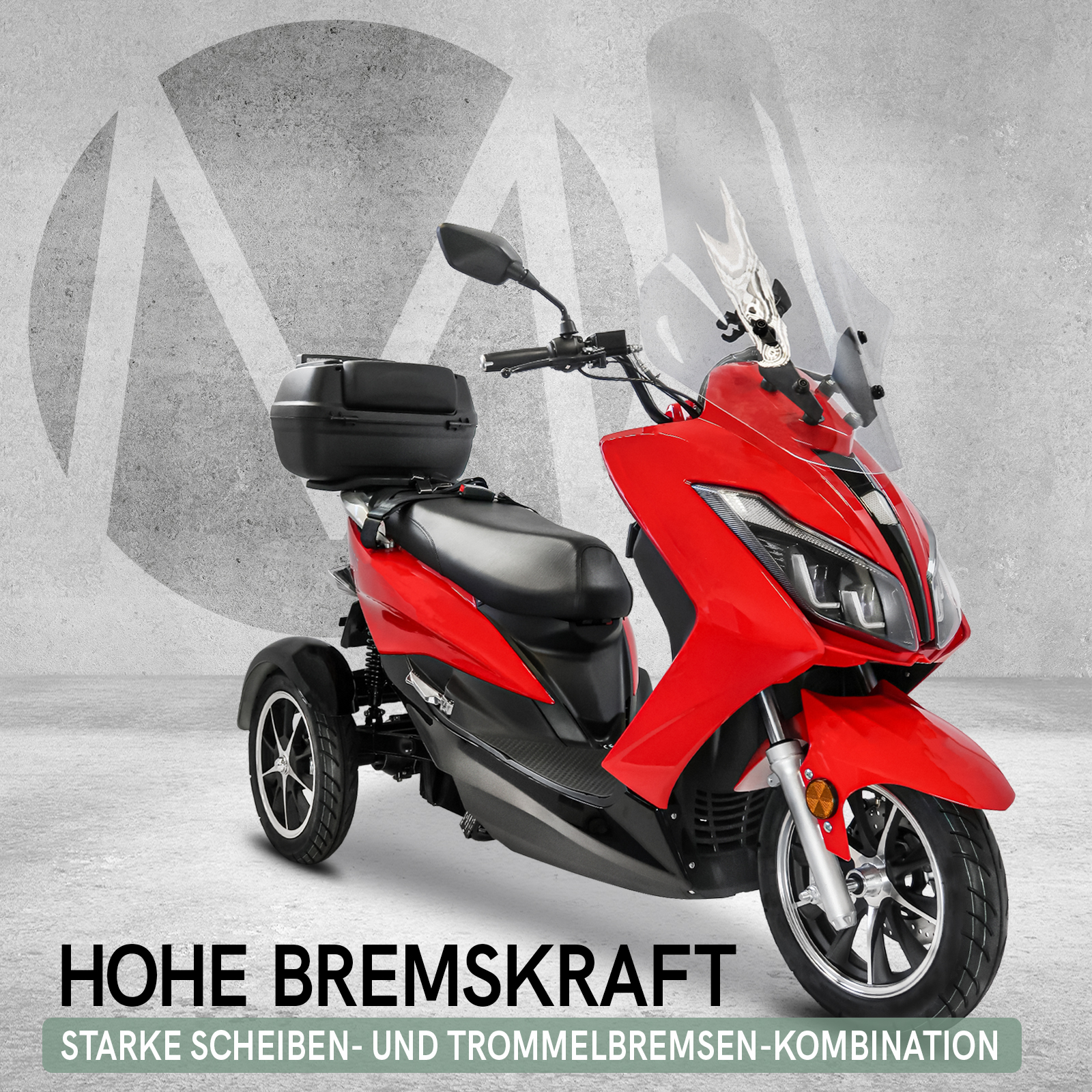 Elektro-Trike - E-Roller Maximus, 3-Rad E-Mobil MX3-25, Lithium Akku, 70-140 km, Elektroroller 25 km/h