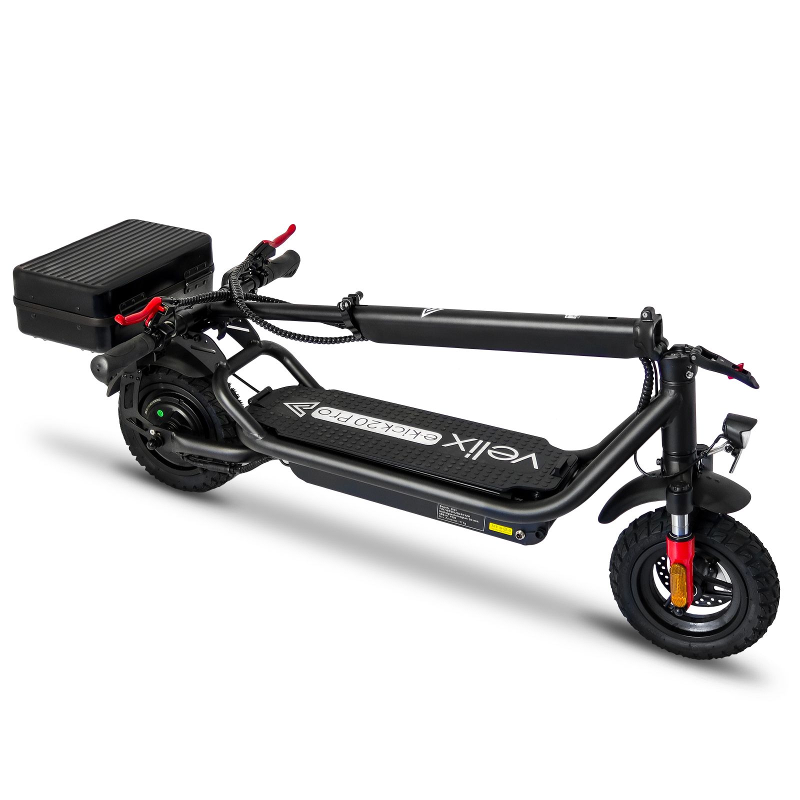 Velix E-Kick 20 km/h Pro, 350 Watt Elektroroller ab 14 Jahren - Elektroscooter klappbar, 2 Stück entnehmbarer Akku + Heckkoffer