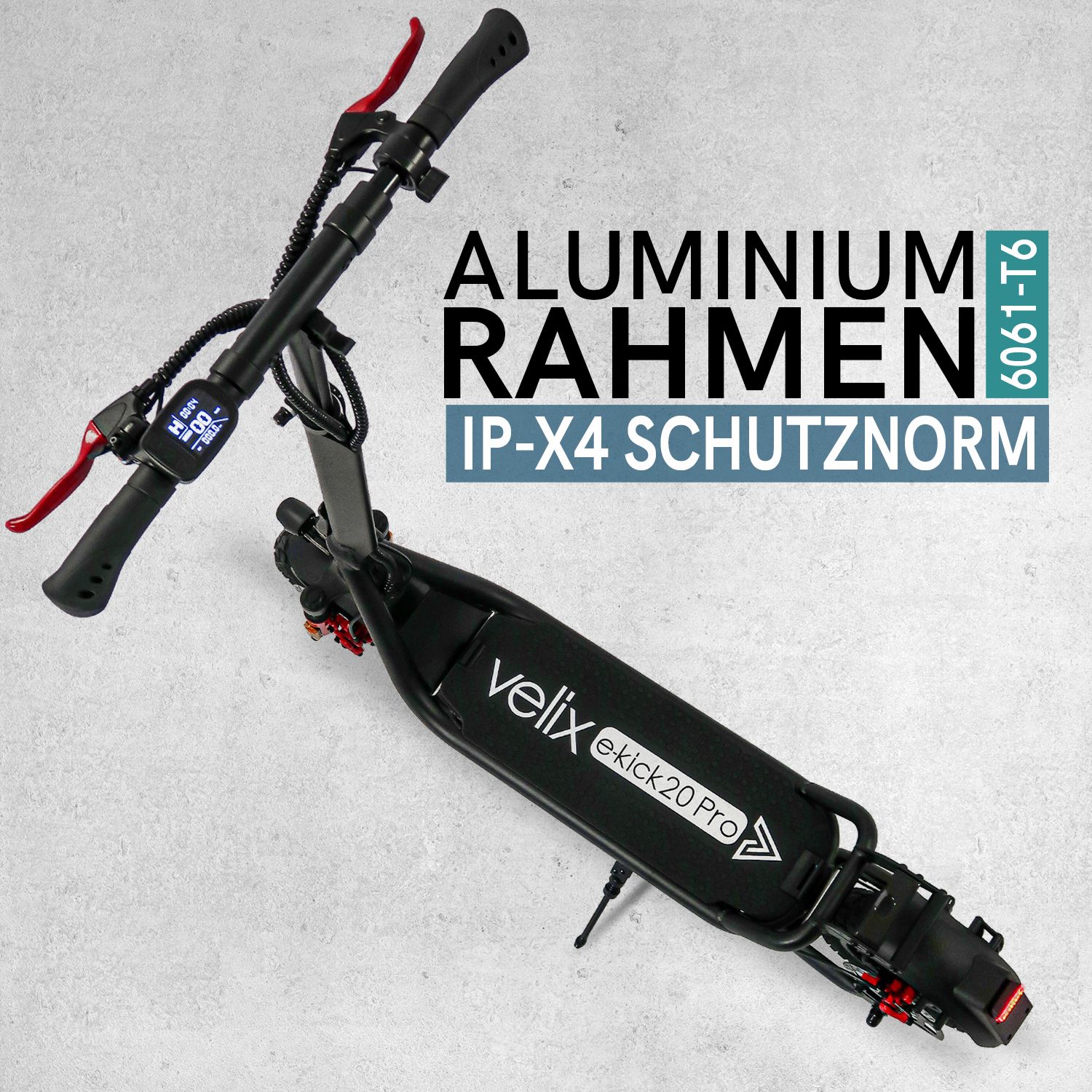 Velix E-Kick 20 km/h Pro, 350 Watt Elektroroller ab 14 Jahren - Elektroscooter klappbar, herausnehmbarer Lithium Akku