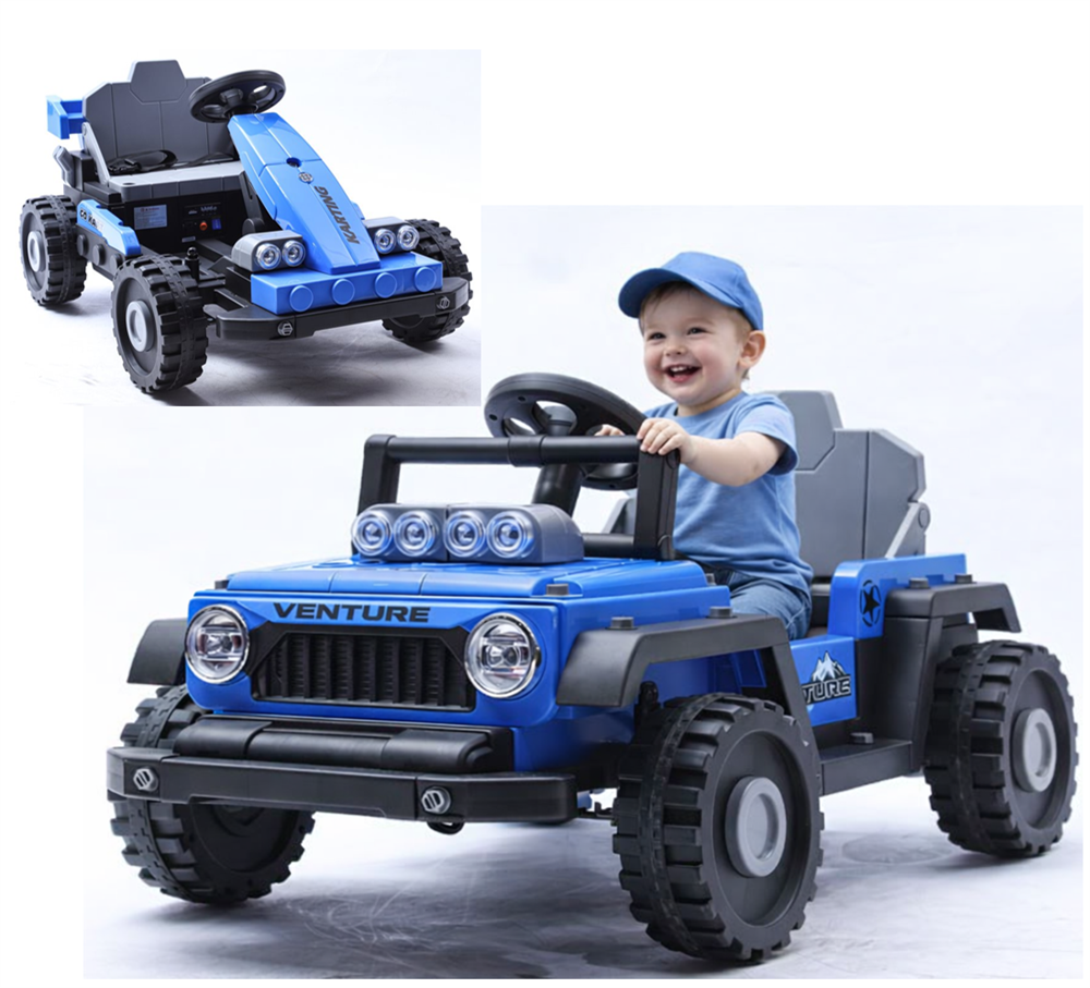 Elektrokinderfahrzeug AZENO Transformers 24V – Das 2-in-1 Kinderauto: Jeep & Rennwagen zum Selbstbauen