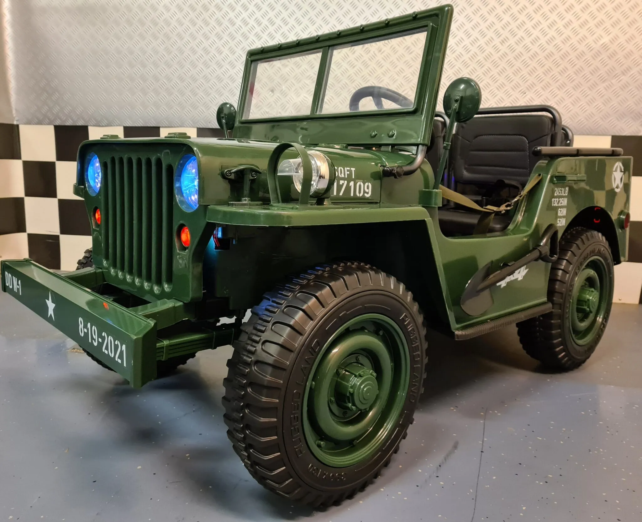 Elektrofahrzeug für 3 Kinder - Elektro Jeep Army BIG 24 Volt - Jeep Willy Elektrokinderfahrzeug, Elektrokinderauto