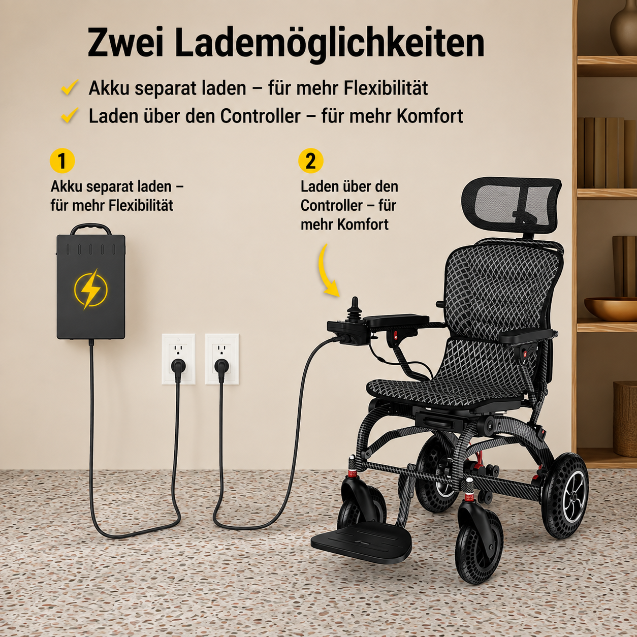 Elektrorollstuhl - Seniorenroller B10 mit Kopfstütze - elektrischer Mobilitätsroller E-Rollstuhl klappbar - Reichweite bis 48 km