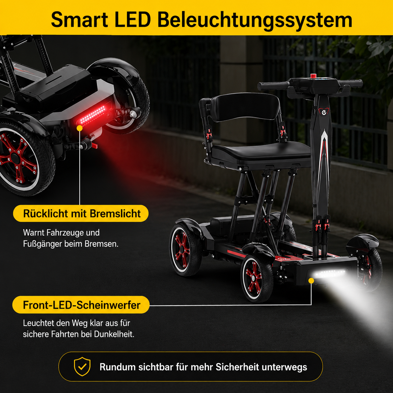 Elektromobil Leichtgewicht aus Carbonfaser - Seniorenroller M20 - elektrischer Mobilitätsroller E-Rollstuhl klappbar