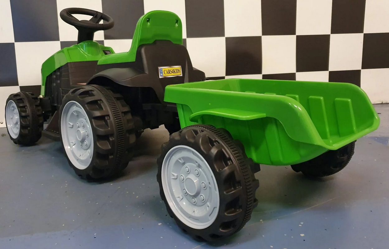 Elektro Kinderfahrzeug Traktor, Kindertraktor mit Anhänger, Elektro-Traktor mit Anhänger max. 3 km/h