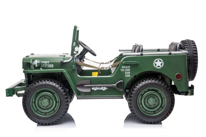 Für 3 Kinder Elektro-Kinderauto ARMY Jeep 4x4 - Kinderfahrzeug 3 Sitzer