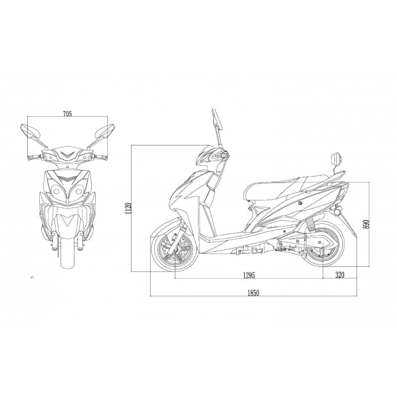 Elektroroller E-Roller FALCON, Elektro-Roller mit Blei-Gel, bis 60 km Reichweite