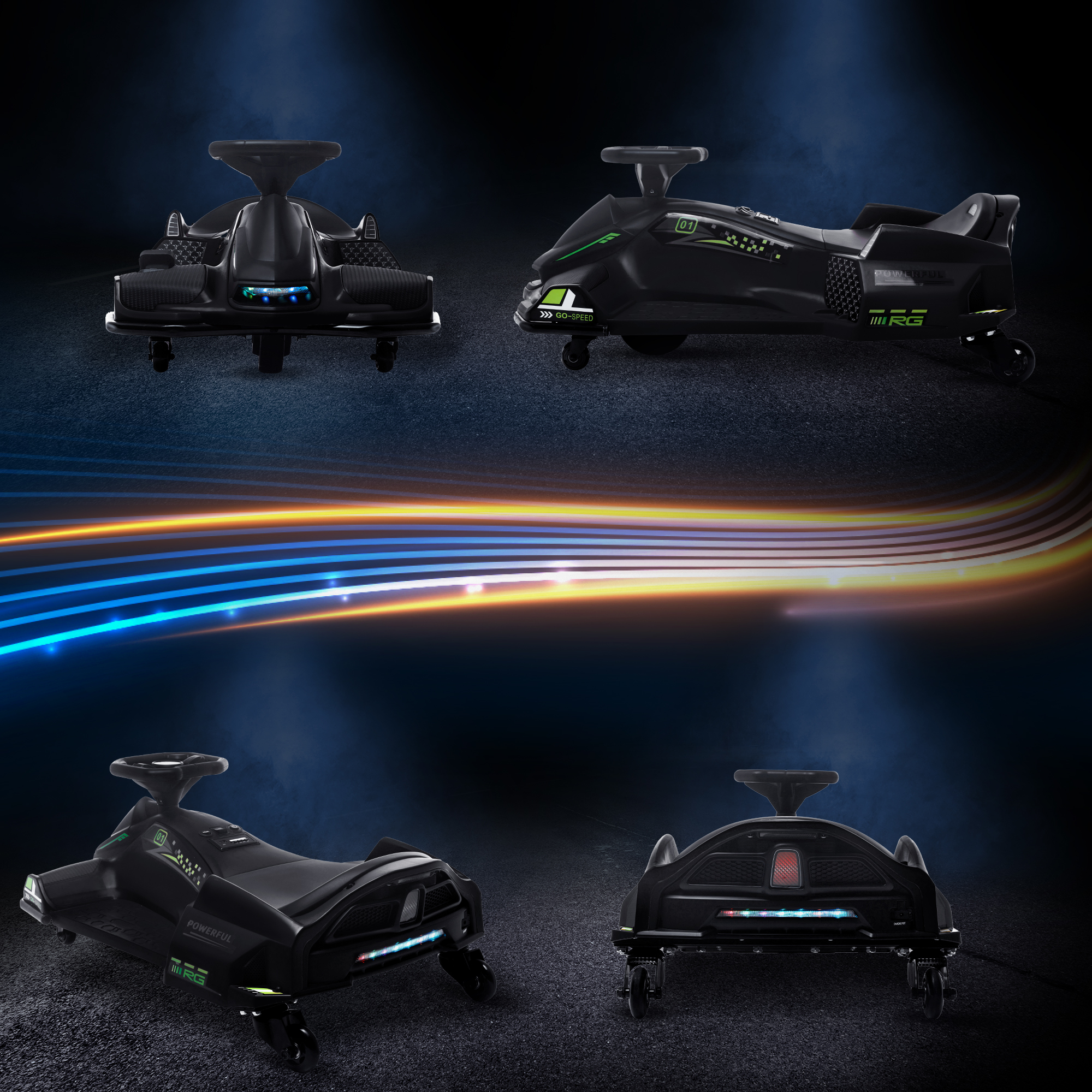 HOMCOM Elektrisches Go-Kart mit Gummiräder bis 8 km/h, Elektro-Gokart