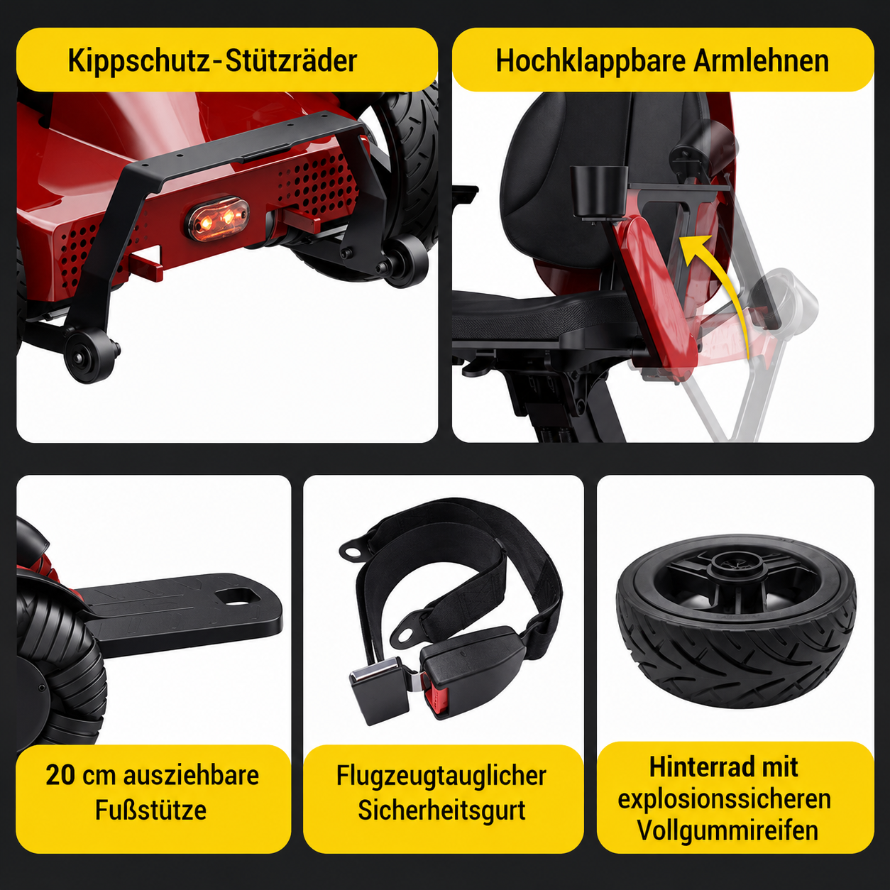 Elektrorollstuhl mit höhenverstellbarem Sitz - Seniorenroller L10 - elektrischer Mobilitätsroller E-Rollstuhl klappbar