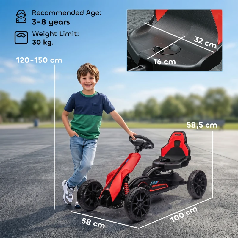 HOMCOM Go-Kart – Pedal-Kettcar mit Vorwärts- & Rückwärtsgang