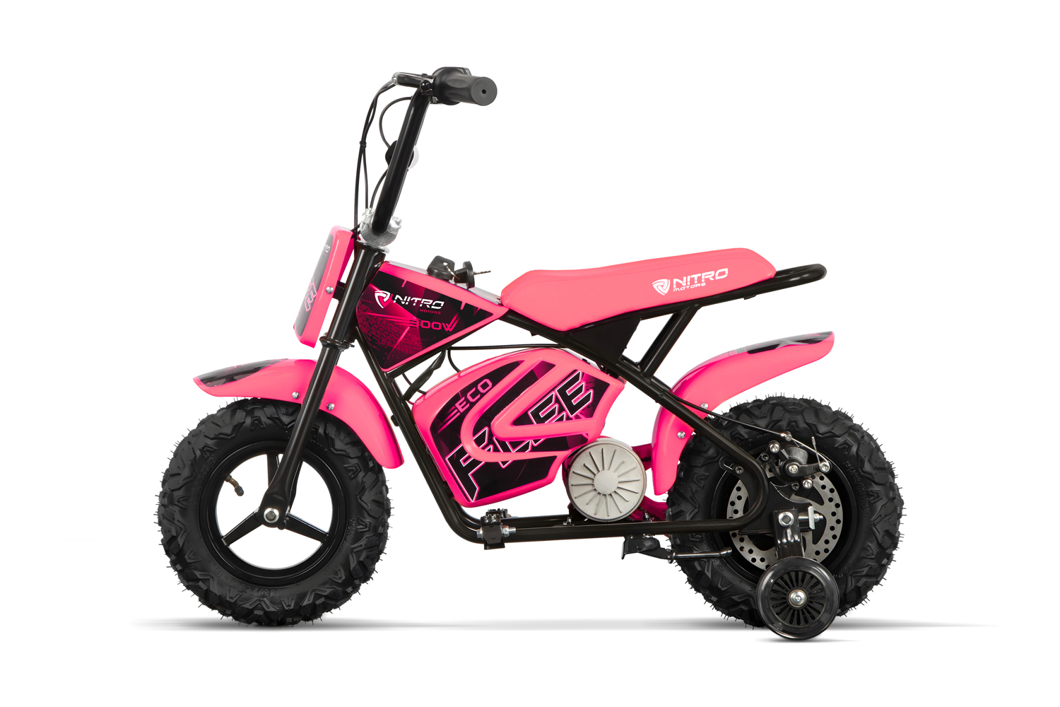 Elektro Kindermotorrad - 21 km/h Elektro-Bike Eco Flee 300 Watt, Elektro-Laufrad mit Stützrädern