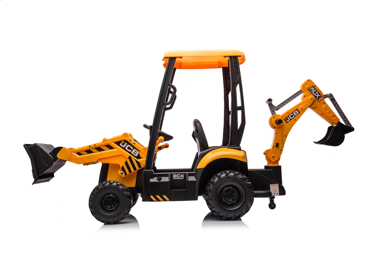 Elektro Kinderbagger - Elektrobagger JCB 4 mit 2 Schaufeln und Dach, Schaufelbagger, Elektro-Kinderfahrzeug, Kinder-Traktor, Bulldozer
