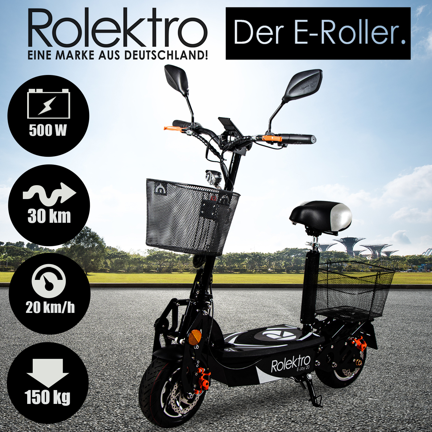 Elektroscooter Rolektro E-Jack 20 mit wählbarem Blei oder Lithium Akku
