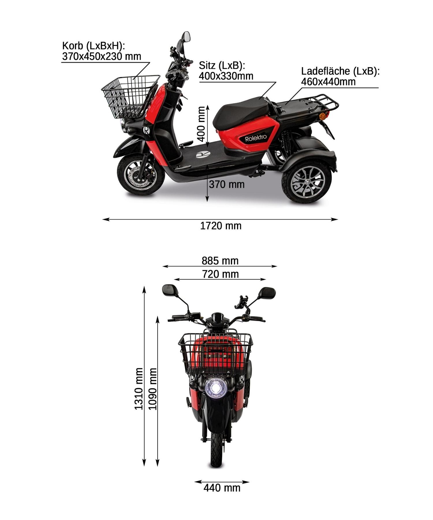 Rolektro E-Carrier 25 V.2 als Liefermobil, mit oder ohne Koffer, 2 Akku-Varianten