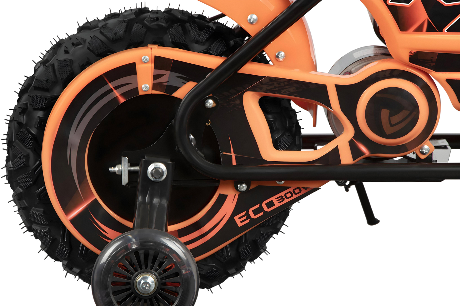 Elektro Kindermotorrad - 21 km/h Elektro-Bike Eco Flee 300 Watt, Elektro-Laufrad mit Stützrädern