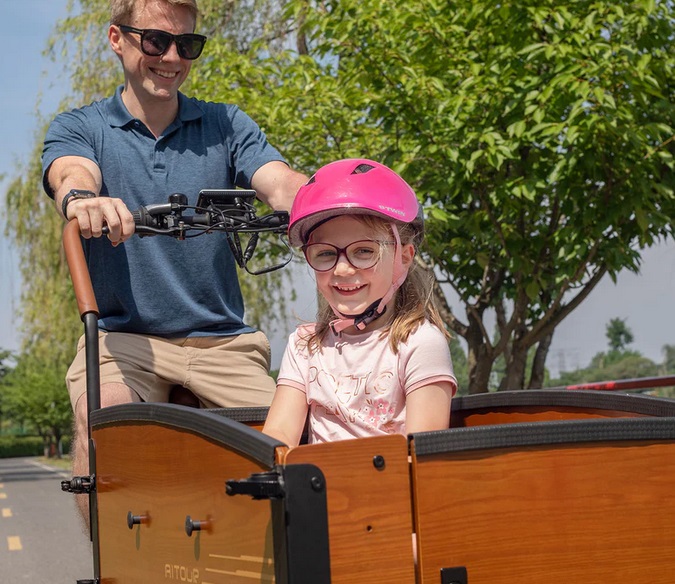 Transportfahrrad E-Bike Aitour Familie S, Elektro Lastenfahrrad, Nuvinci 330 Schaltung, pannensichere Reifen