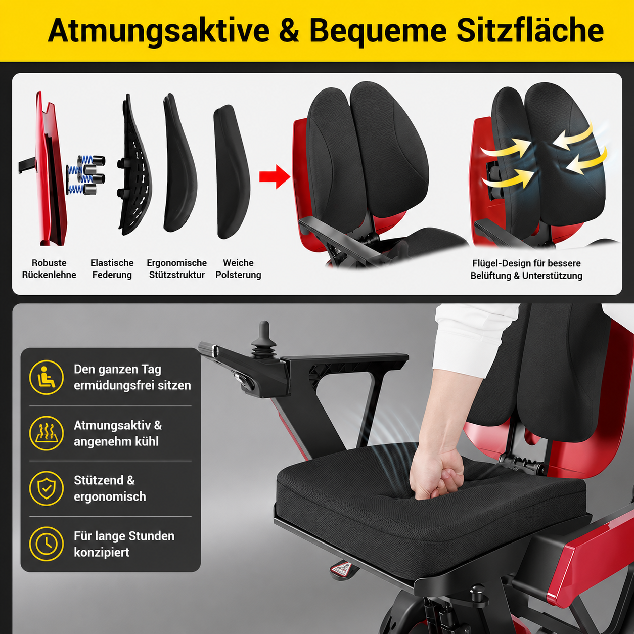 Elektrorollstuhl mit höhenverstellbarem Sitz - Seniorenroller L10 - elektrischer Mobilitätsroller E-Rollstuhl klappbar