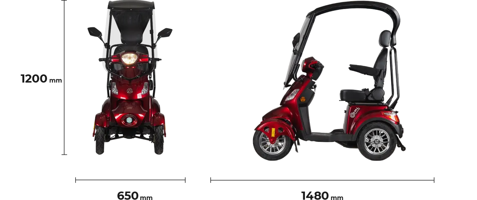 Vierrad Elektro Seniorenfahrzeug, Elektromobil für Senioren, Seniorenmobil Life4 mit Dach, Elektroroler auf 4 Rädern