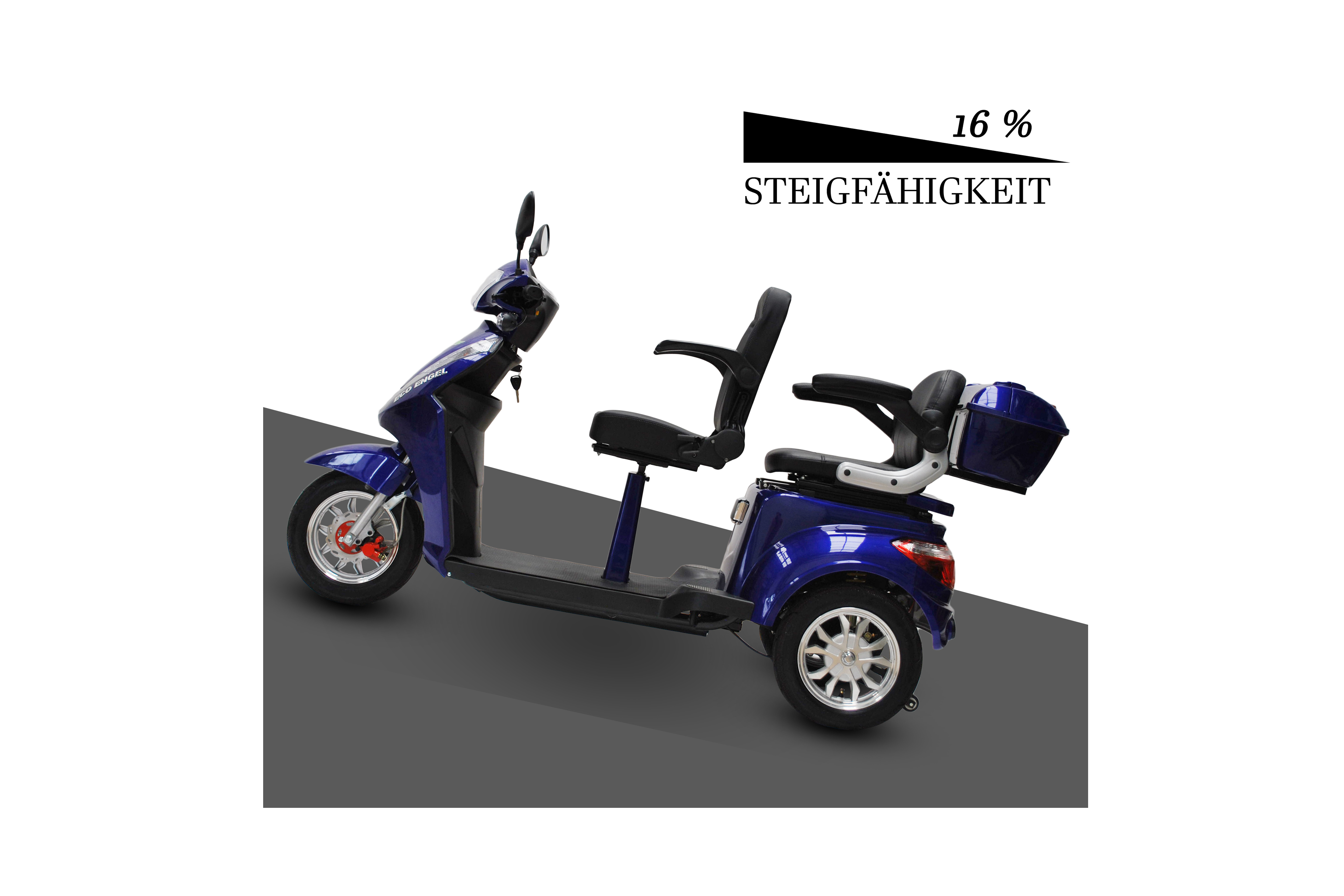 3 Rad Elektroroller DUO Doppelsitzer - Eco Engel 503 - Seniorenroller mit 2 Sitzen - 25 km/h (Blei/Lithium)
