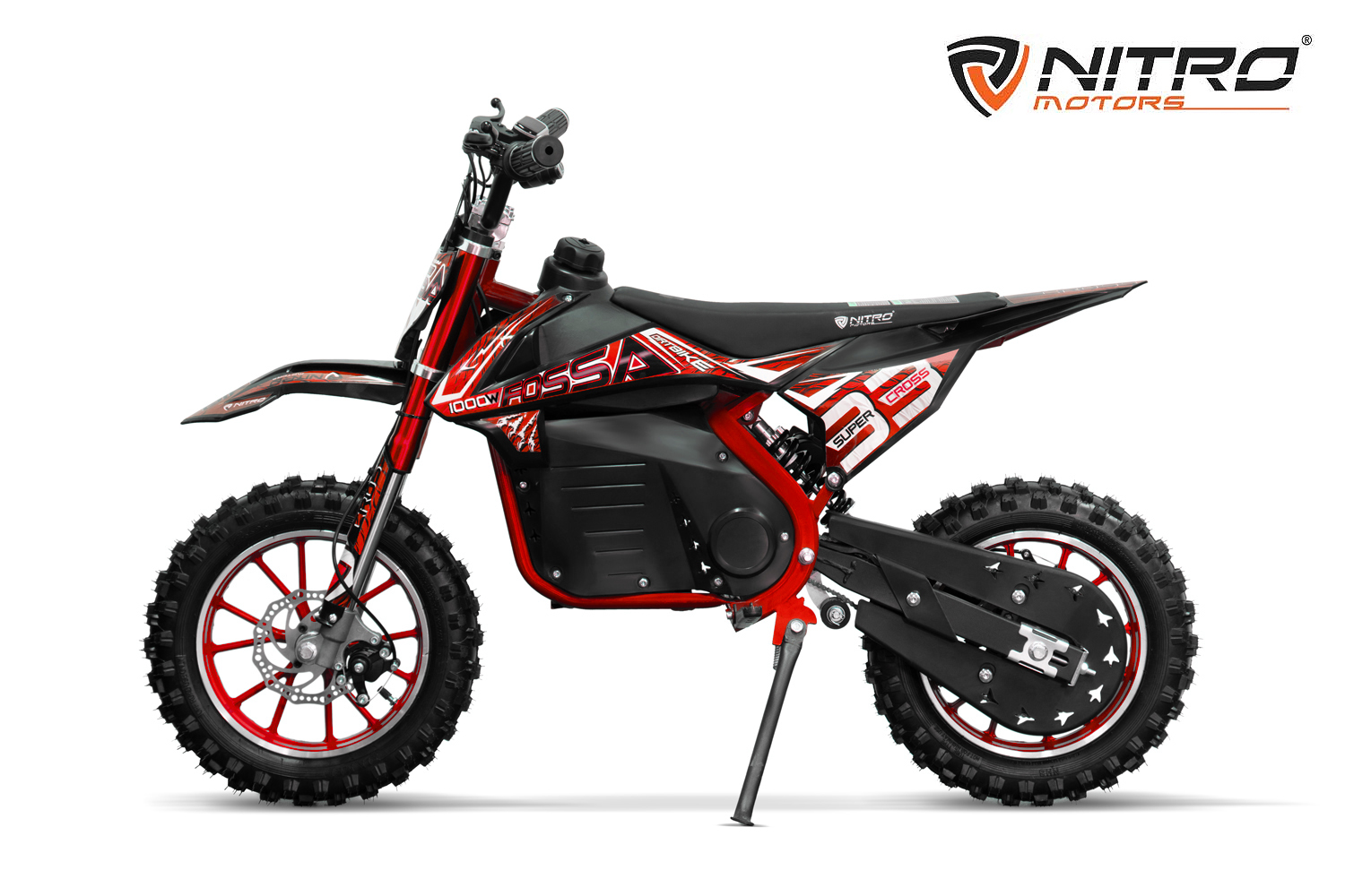 NITRO MOTORS mini Kinder Dirtbike Fossa Fun 10 Zoll, Kinder Motorcross Bike 1000 Watt, Elektro-Motorcross