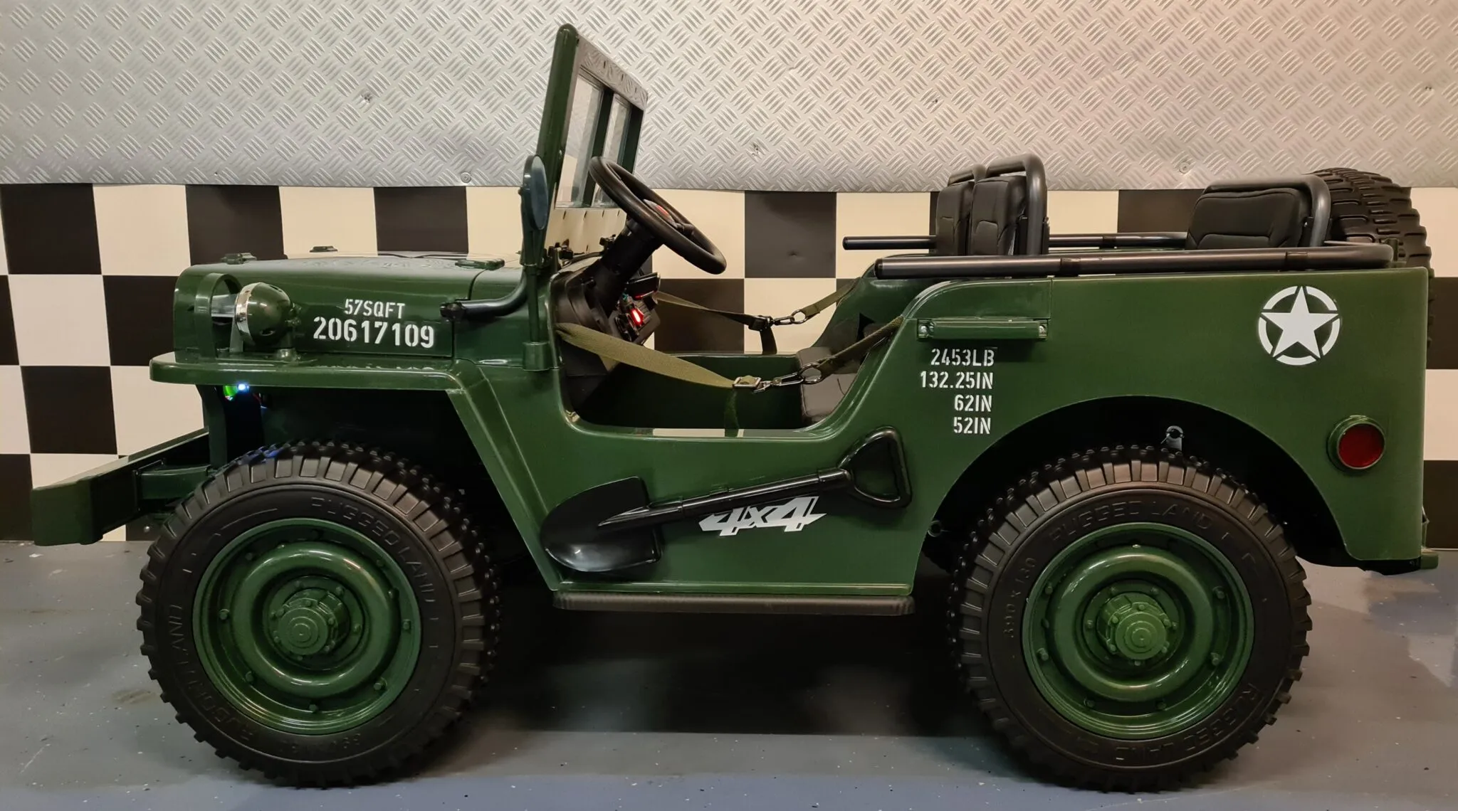 Elektrofahrzeug für 3 Kinder - Elektro Jeep Army BIG 24 Volt - Jeep Willy Elektrokinderfahrzeug, Elektrokinderauto