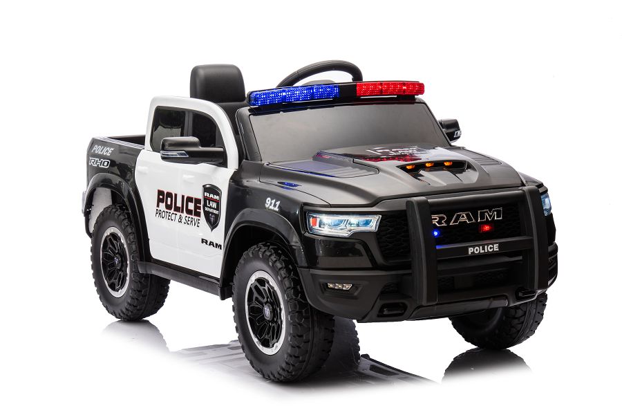 Elektrofahrzeug für Kinder, Kinderfahrzeug Polizei Dodge RAM 1500 RHO, Elektroauto Polizeiauto Allrad