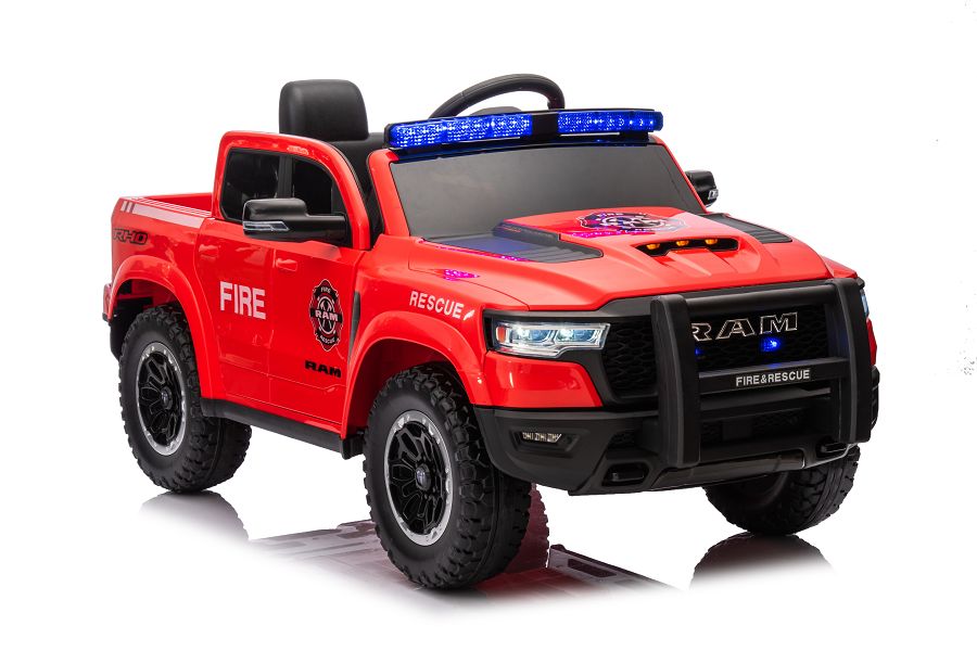 Elektrofahrzeug für Kinder, Kinderfahrzeug Feuerwehr Dodge RAM, Elektroauto Feuerwehrauto Allrad
