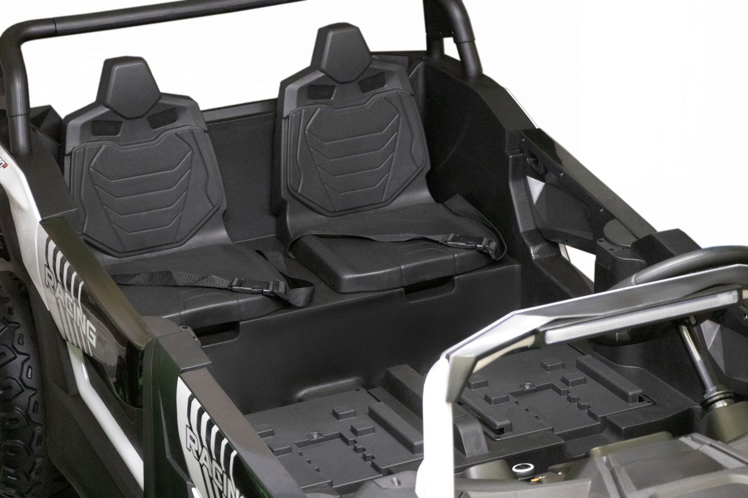 SUPER BIG XXL Elektrokinderauto 4-Sitzer 11 km/h, Kinderbuggy mit 4 Plätzen, 2x2-Sitzer Elektro Kinderfahrzeug, Elektro-Buggy für 4 Kinder