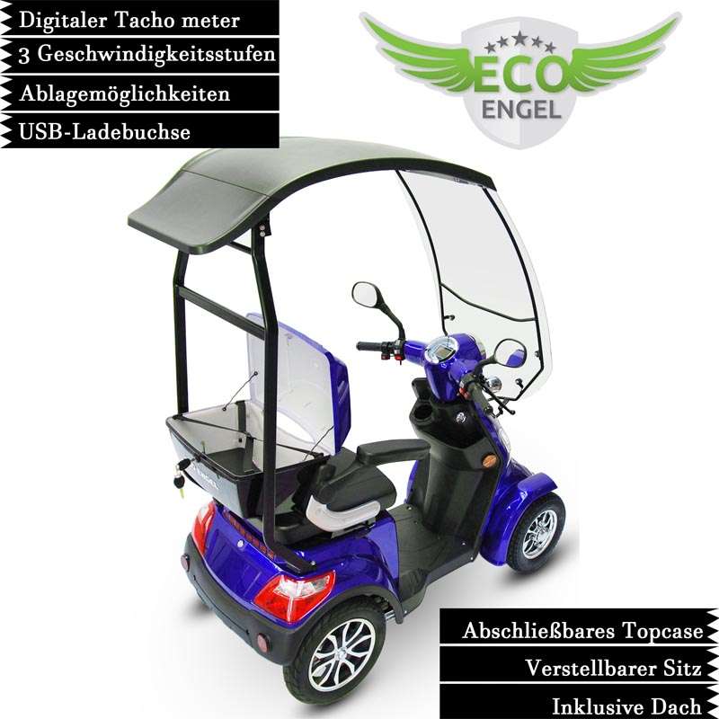 Elektromobil 4 Räder ECO ENGEL 510 mit Dach, 4-Rad Roller mit Dach für Senioren (Blei/Lithium)