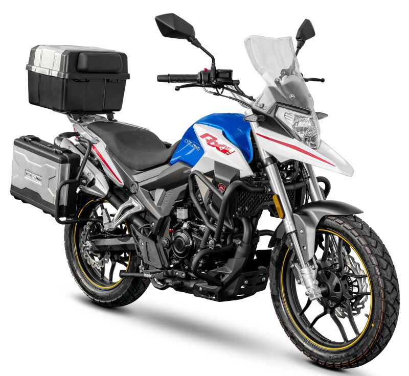 Cyclone RX1 Pro 125cc, Benzin Motorrad 99 km/h, 11 kW/15 PS, 1 Zylinder, 4-Takt Bike + Koffer