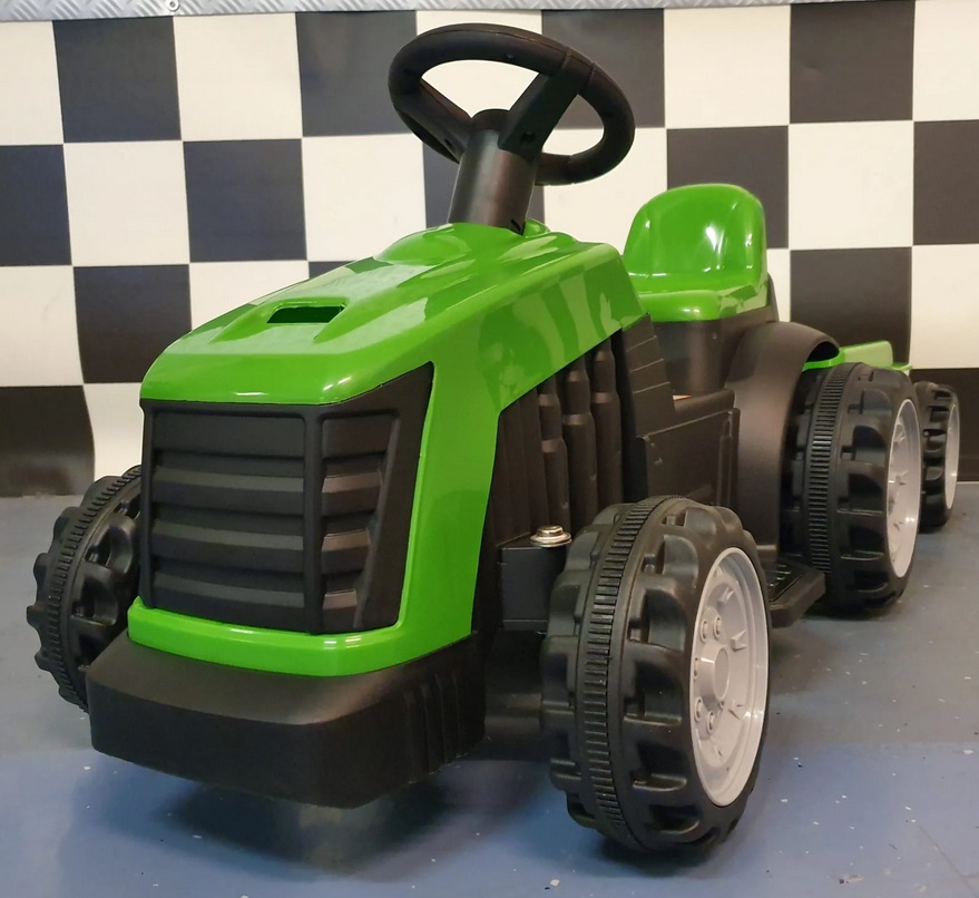 Elektro Kinderfahrzeug Traktor, Kindertraktor mit Anhänger, Elektro-Traktor mit Anhänger max. 3 km/h
