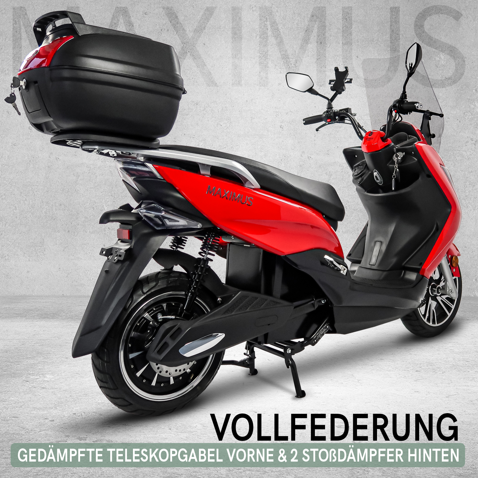 Elektro-Roller Maximus 2 Personen, E-Mobil MX2-45, Lithium Akku, 85-170 km, Elektroroller bis 45 km/h
