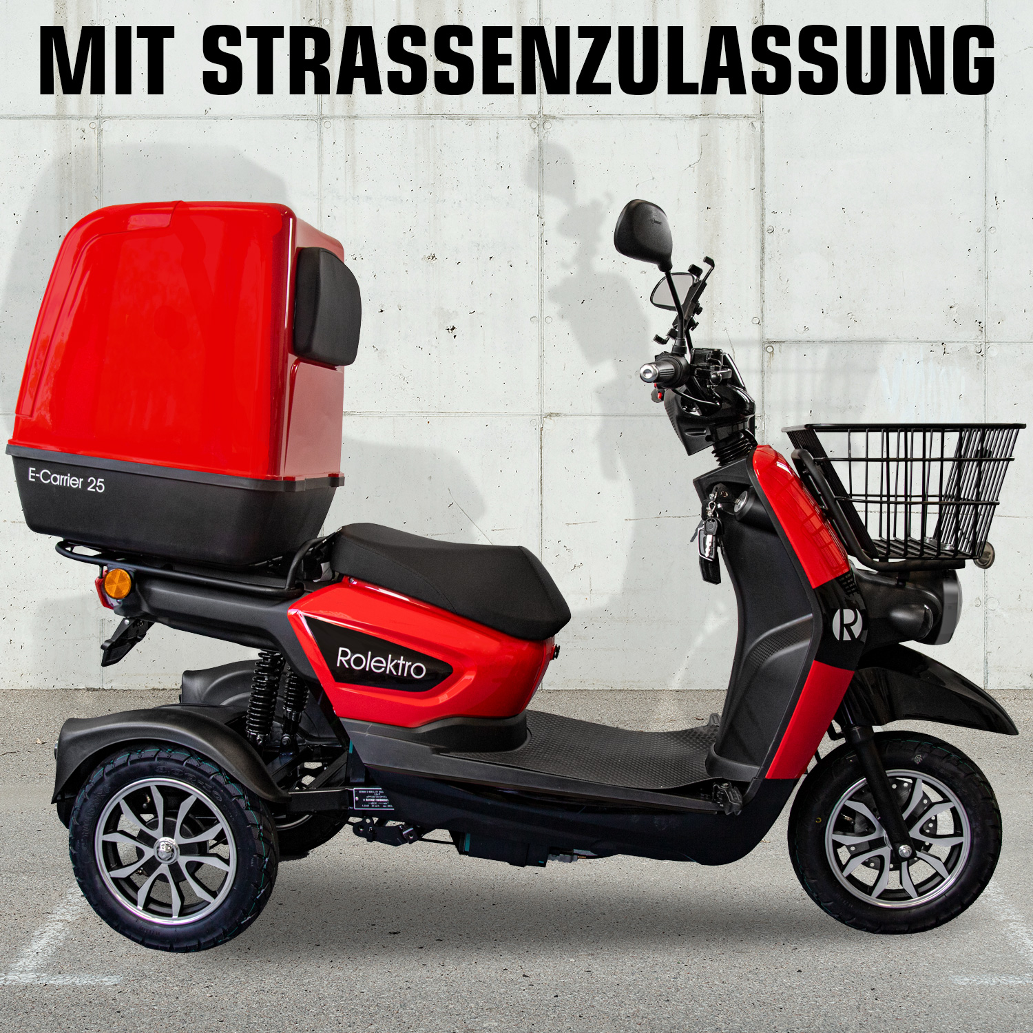 Rolektro E-Carrier 25 V.2 als Liefermobil, mit oder ohne Koffer, 2 Akku-Varianten