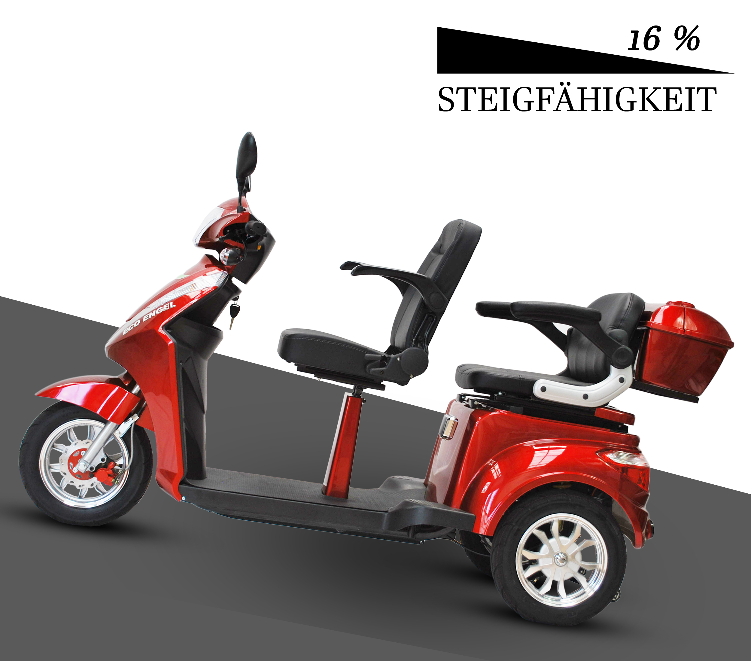 3 Rad Elektroroller DUO Doppelsitzer - Eco Engel 503 - Seniorenroller mit 2 Sitzen - 25 km/h (Blei/Lithium)