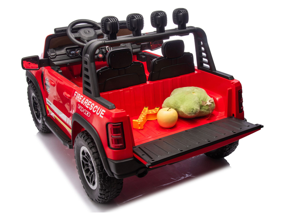 Kinder Elektrofahrzeug Fire Rescue, Kinderfahrzeug Feuerwehr RAM ZB629-F, 2-Sitzer Feuerwehrauto Allrad 4x100 Watt