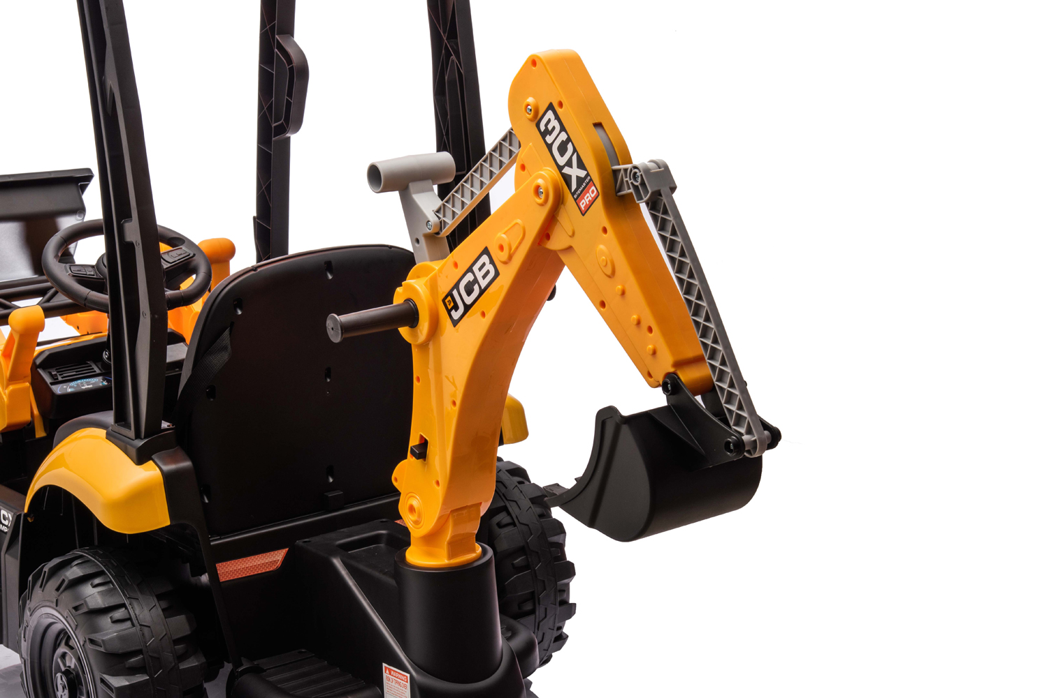 Elektro Kinderbagger - Elektrobagger JCB 4 mit 2 Schaufeln und Dach, Schaufelbagger, Elektro-Kinderfahrzeug, Kinder-Traktor, Bulldozer