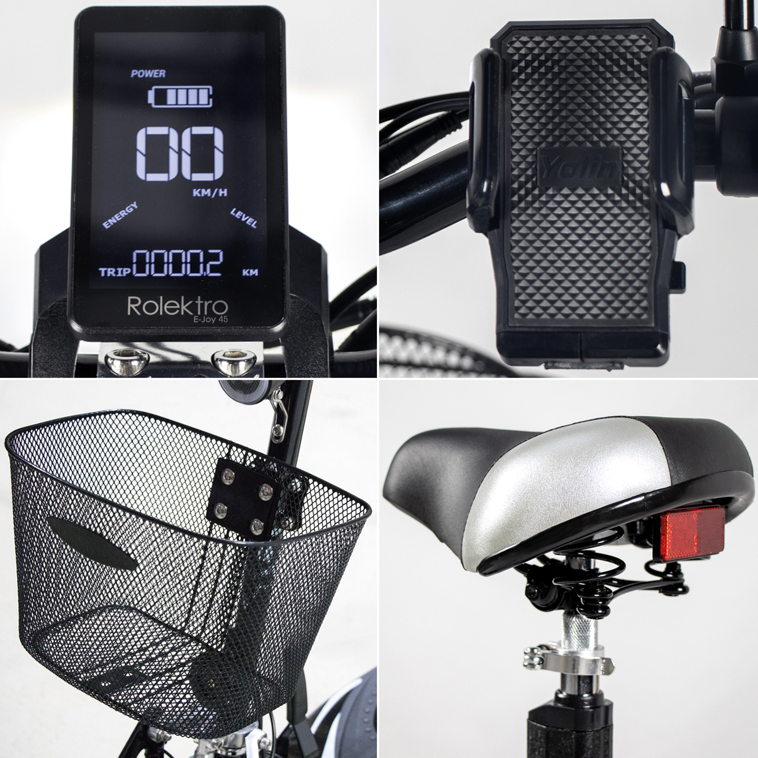 Elektroscooter Rolektro E-Joy 45 mit Lithium Akku inkl. Korb und Topcase, E-Scooter mit Sitz