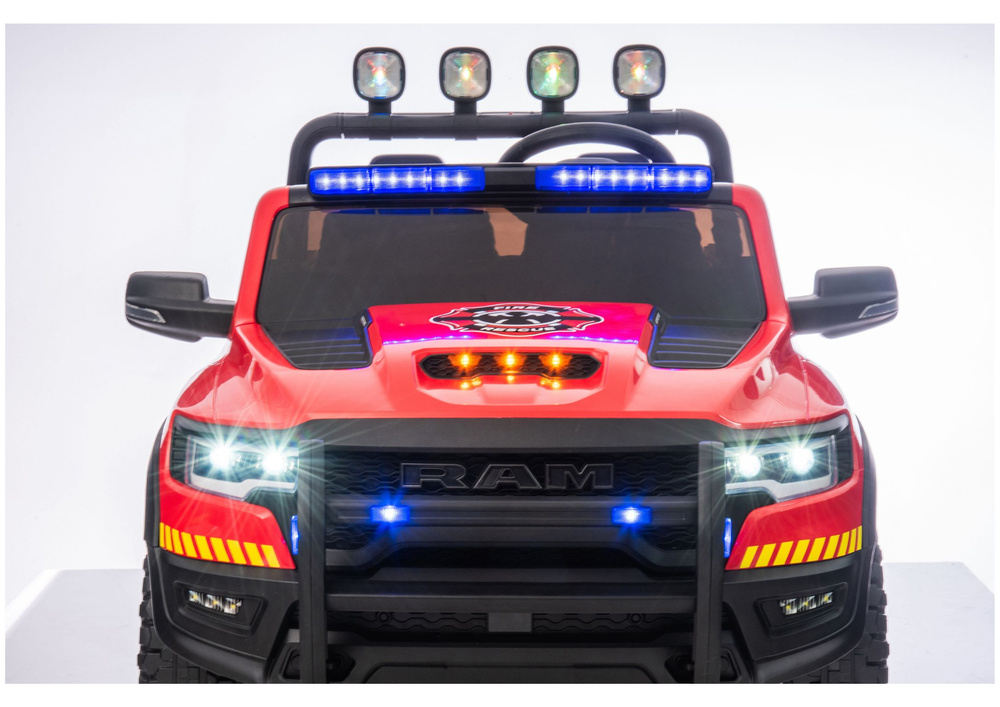 Kinder Elektrofahrzeug Fire Rescue, Kinderfahrzeug Feuerwehr RAM ZB629-F, 2-Sitzer Feuerwehrauto Allrad 4x100 Watt