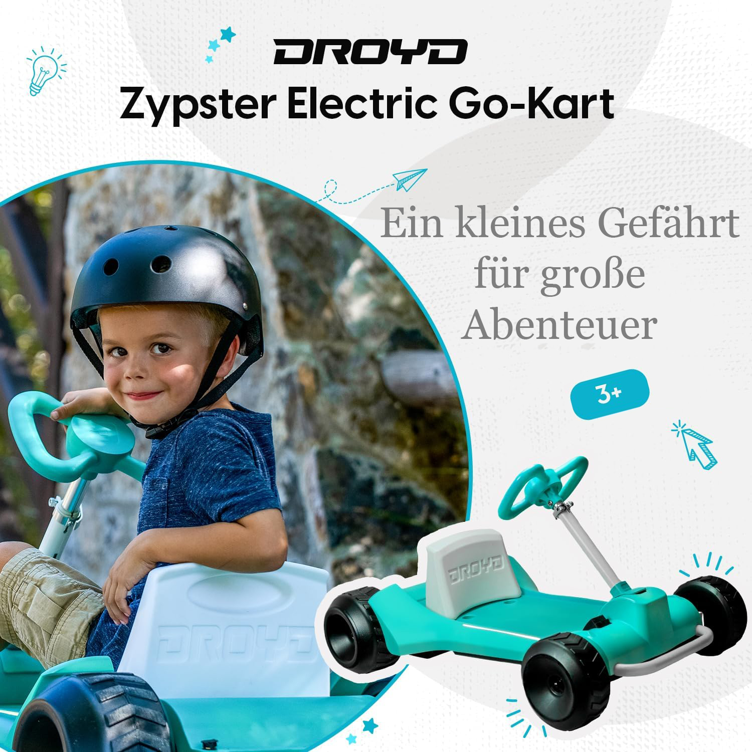 Nitro Motors DROYD 50W ECO MINI Go-Kart 24V 2Ah, Elektro-Go-Kart, Kinder-Cart, Elektrokart