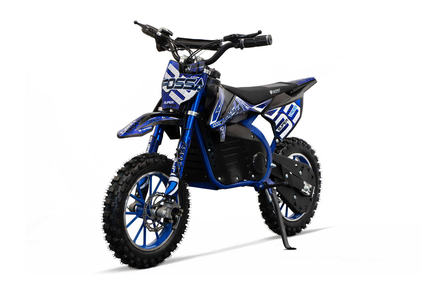 NITRO MOTORS mini Kinder Dirtbike Fossa Fun 10 Zoll, Kinder Motorcross Bike 1000 Watt, Elektro-Motorcross