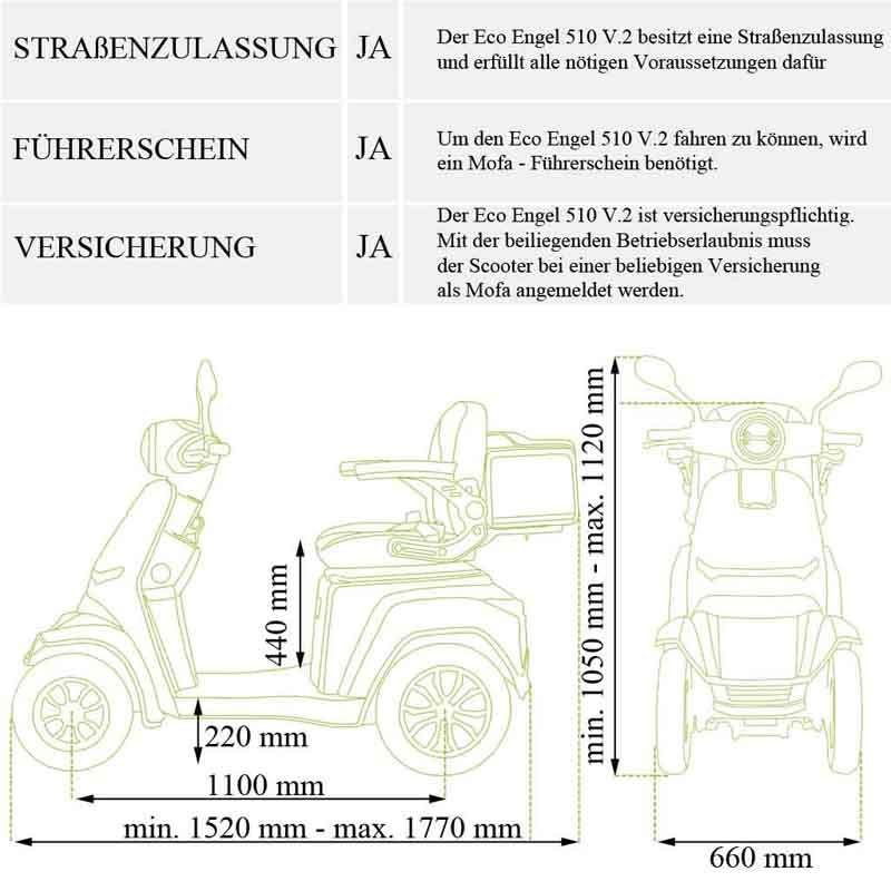 NEU! Elektromobil 4 Räder ECO ENGEL 510 V.2, 4-Rad Roller Seniorenmobil (Blei/Lithium)