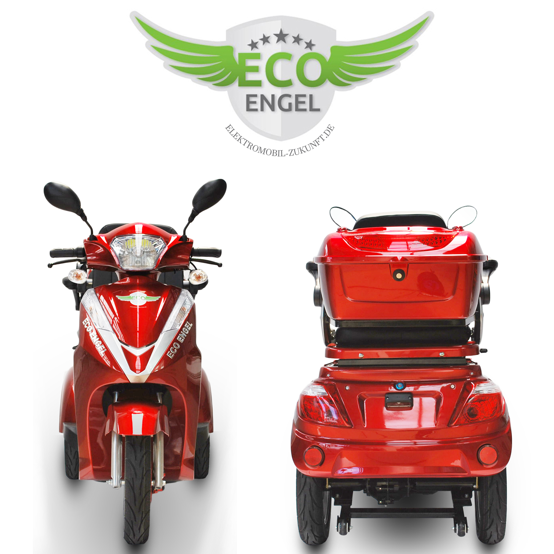 3 Rad Elektroroller DUO Doppelsitzer - Eco Engel 503 - Seniorenroller mit 2 Sitzen - 25 km/h (Blei/Lithium)